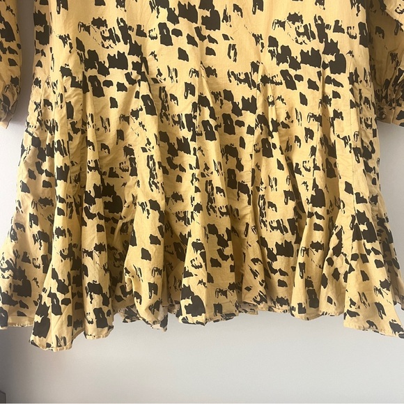 Anine Bing Painterly Leo Peyton Long Sleeve Yellow and Black Mini Dress XXS - Picture 5 of 16